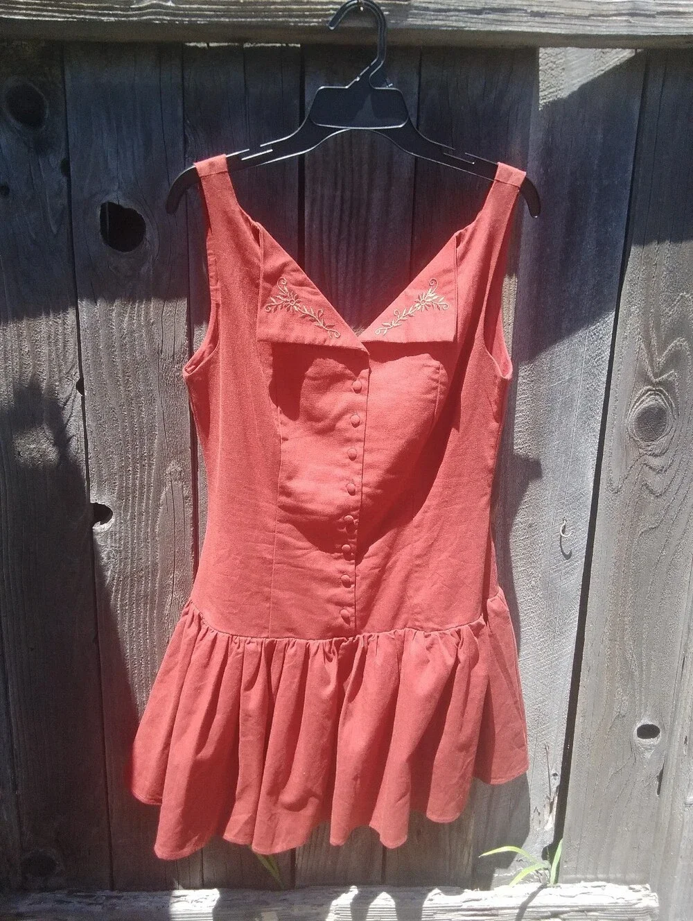 En Saison Megumi Mini Dress Linen Blend Tank Sporty Coquette Rust Orange-Brown